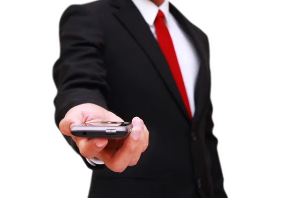 Businessman holding smart phone — Stock Photo, Image