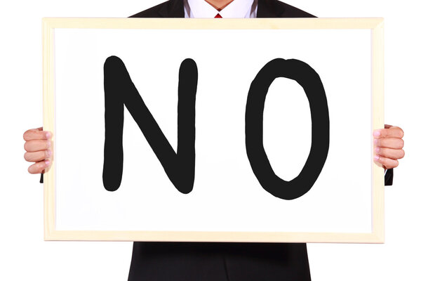 Businessman showing idea on white board