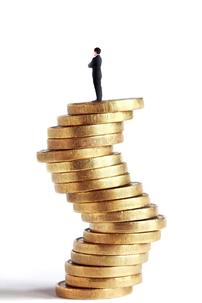 Man on uncertainty coin shape — Stock Photo, Image