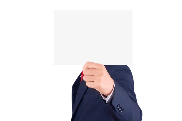 Businessman holding blank paper — Stock Photo, Image