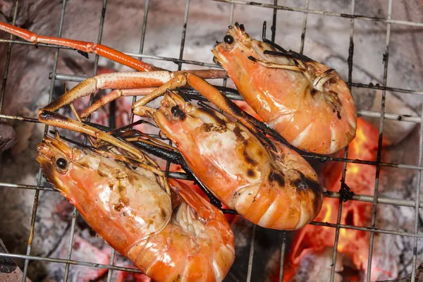 Shrimp grill charcoal stove — Stock Photo, Image