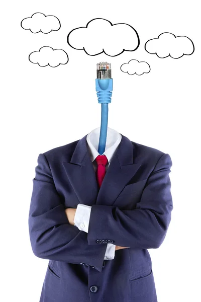 Επιχειρηματίας αόρατο σύννεφο η ιδέα της κεφαλής του εγκεφάλου — Φωτογραφία Αρχείου