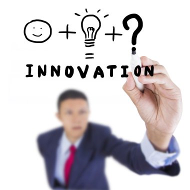 İş adamı aramak ve yenilik için gerekli şey yazma