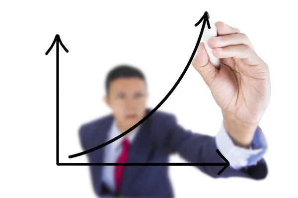 İş adamı aramak ve grafik bar büyüme yazma