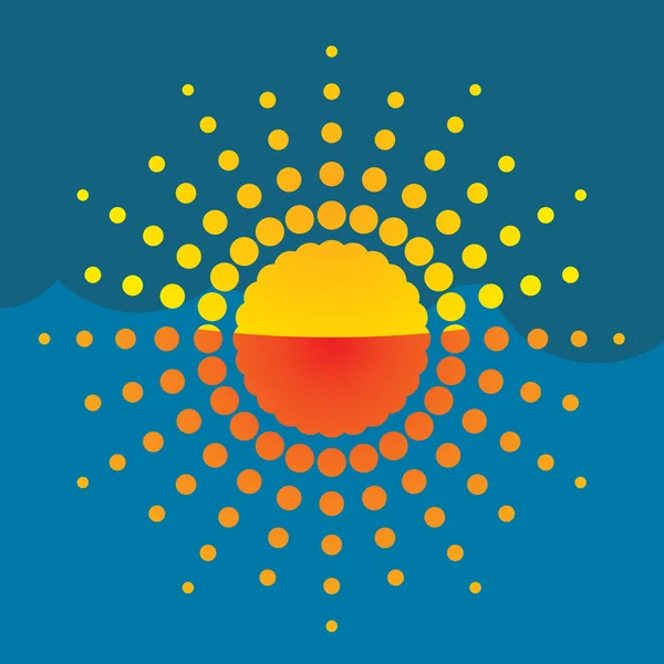 Ilustracja artystyczny słońcem pomarańczowej — Wektor stockowy