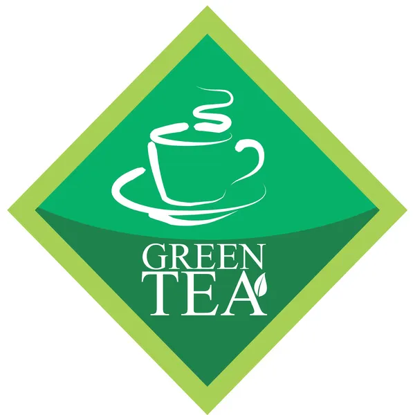 Зеленый чай, этикетка альтернативной медицины — стоковый вектор