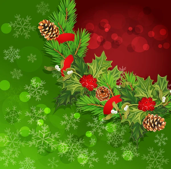 Fond de vacances vectoriel avec guirlande de Noël, hally — Image vectorielle