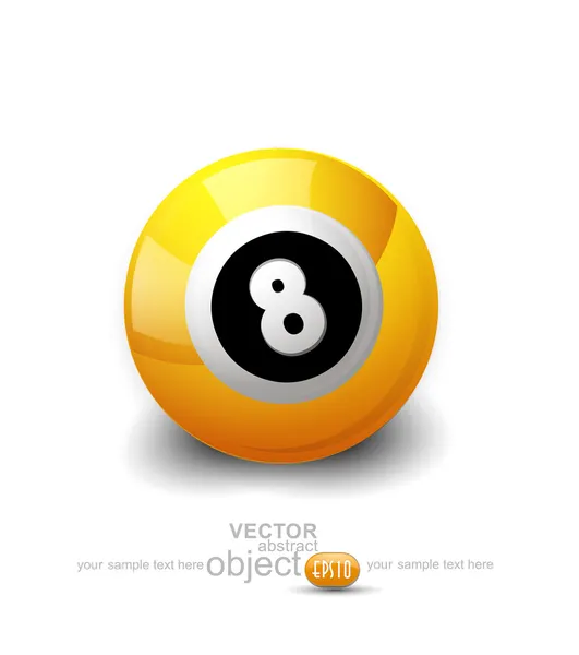 Boule jaune vectorielle avec le chiffre 8 sur fond blanc — Image vectorielle