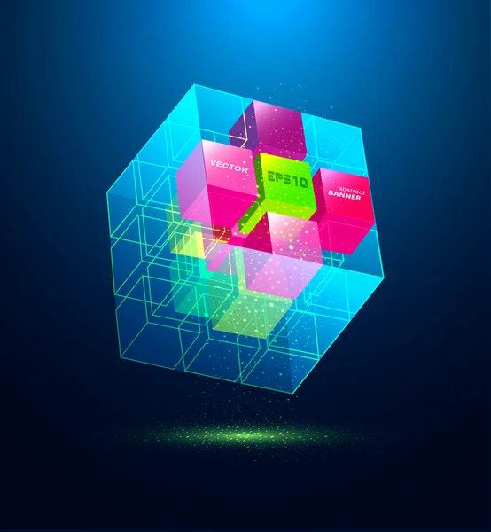 Vetor abstrato cubo azul — Vetor de Stock