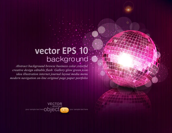 Vector background with a mirror ball and reflection — Stock Vector