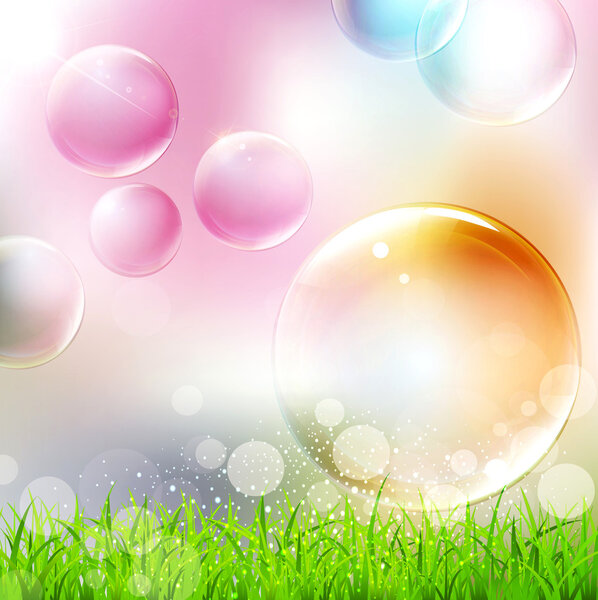 vector background with flying colorful bubbles