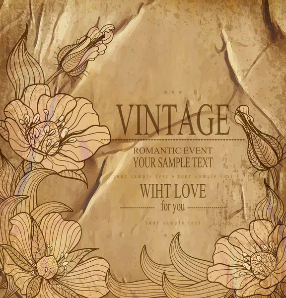 Congratulazione vettoriale vintage sfondo con disegno fiori — Vettoriale Stock