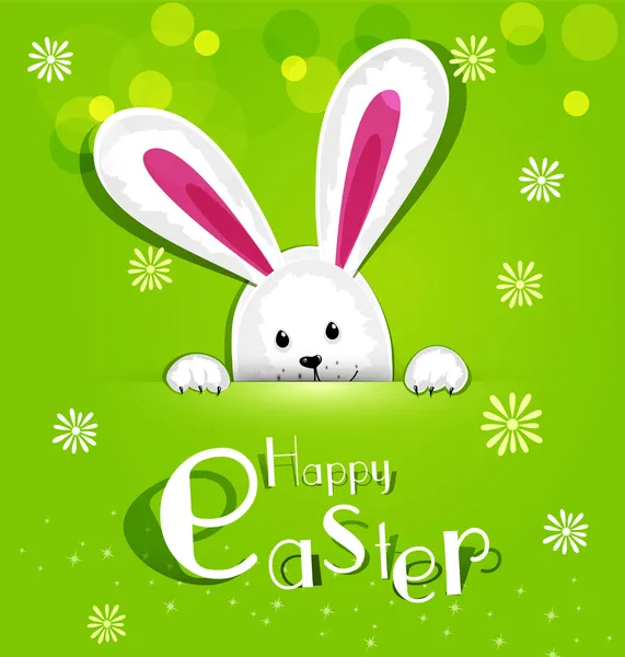 Vector Easter bunny looking out a green background — Stock Vector