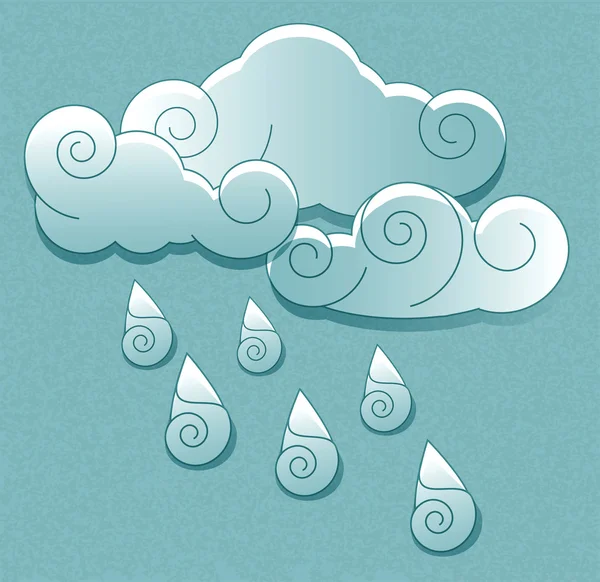 Ícones meteorológicos vetoriais em estilo retro. Nuvem com gotas de chuva —  Vetores de Stock