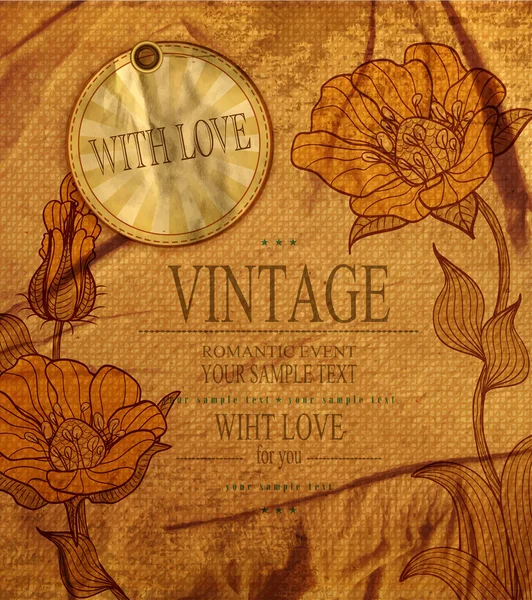 Vector vintage romántico fondo con flores — Archivo Imágenes Vectoriales