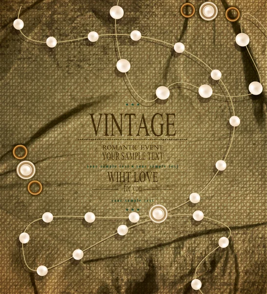 Vector vintage background with strings of pearls — Stock Vector
