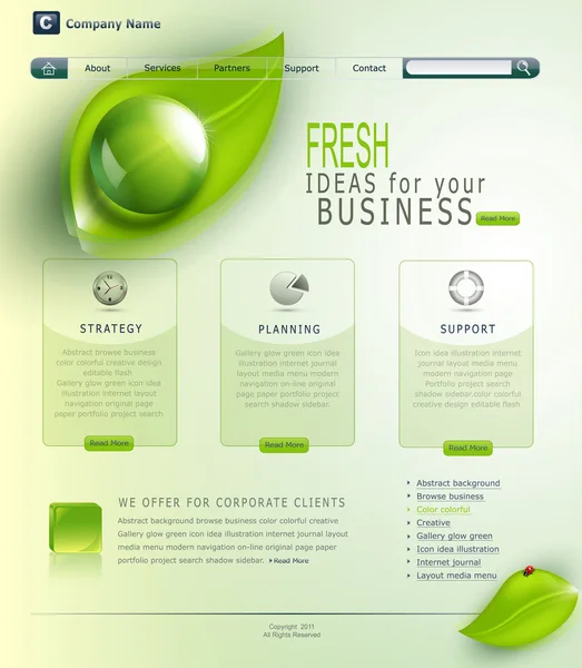 Vektorgrüne Webseite — Stockvektor