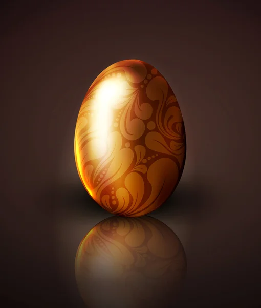 Vettore uovo di Pasqua dorato con ornamento — Vettoriale Stock