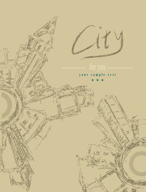 vintage tarzı boyanmış bir şehirde ile vektör arka plan