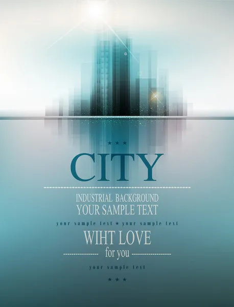Banner vectorial para los negocios con la ciudad y la reflexión — Vector de stock