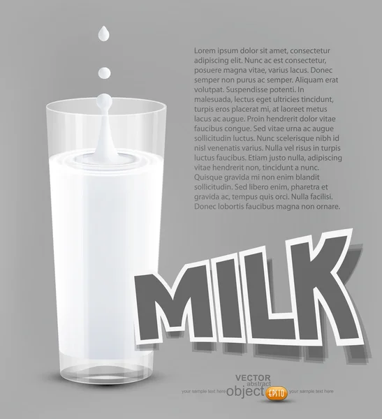 Vidro vetorial de leite — Vetor de Stock