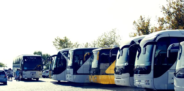 Autobusy na parkingu — Zdjęcie stockowe