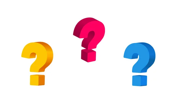 Color grande Question Mark isométrico. Tres preguntas amarillas — Vector de stock