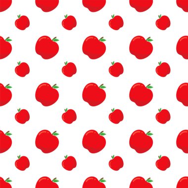 Kırmızı elmalı, parlak, pürüzsüz bir desen. elma deseni izole