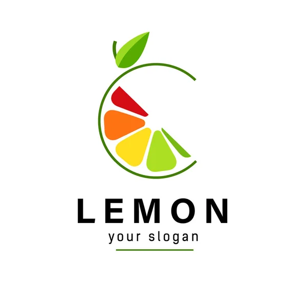 Abstraktní logo barvy plátek citrusových plodů s kruhovou čarou. Podepsat koncept pro džusové společnosti. — Stockový vektor