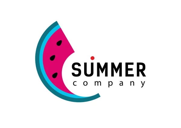 Rosafarbene und blaue Scheiben Wassermelone. Logo für Saft oder gesundes Essen. — Stockvektor