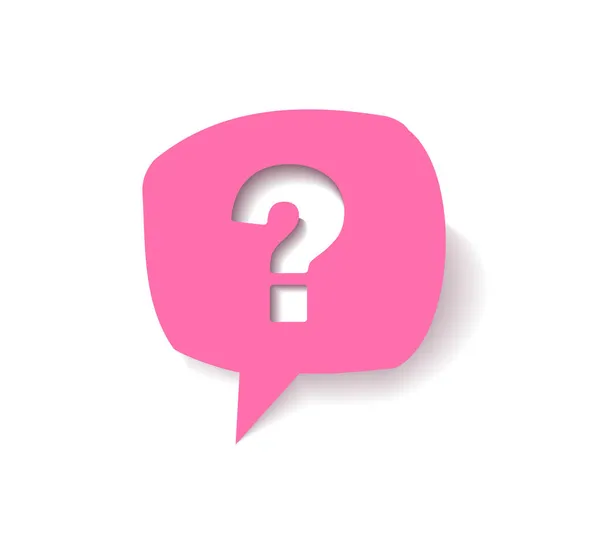 Εικόνα ερωτηματικού σε ροζ φούσκα ομιλίας. υπογραφή ερωτήσεων. — Διανυσματικό Αρχείο