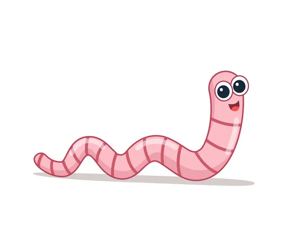 Estilo liso de verme rosa. Earthworm é um personagem de desenho animado. Vetores De Bancos De Imagens