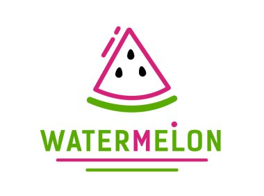 Soyut kırmızı dilim karpuz. Meyve suyu veya sağlıklı gıda şirketi logosu.