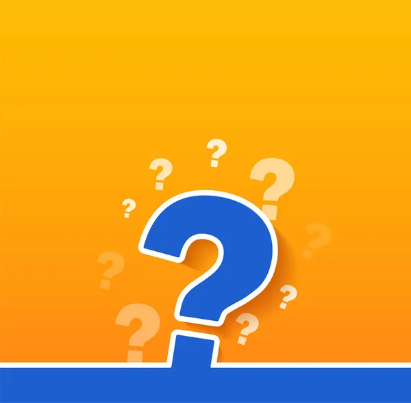 Μπλε σύμβολο ερωτημάτων σε πορτοκαλί φόντο. φόντο με θέση για κείμενο. Συχνές ερωτήσεις. — Διανυσματικό Αρχείο
