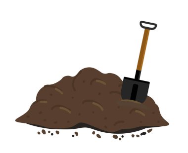 Toprak, gübre ya da gübre yığını. Bir kürek dolusu toprak..