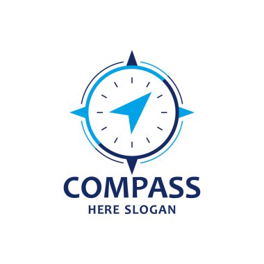 Pusula logo tasarım şablonu. Beyaz üzerine vektör illüstrasyonu
