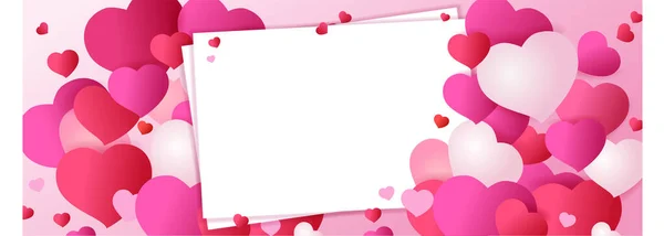 Baner lub tło Walentynki. Różowy z miejscem na tekst. biała kartka papieru Wektory Stockowe bez tantiem