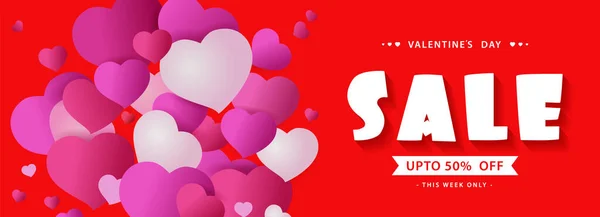 Banners Sale Valentines day. Template Banners Sale Valentine. Red background — Stock Vector
