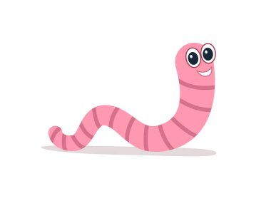 Pembe gülücük solucanı, düz bir şekilde taşıyıcı. Solucan bir çizgi film karakteri..