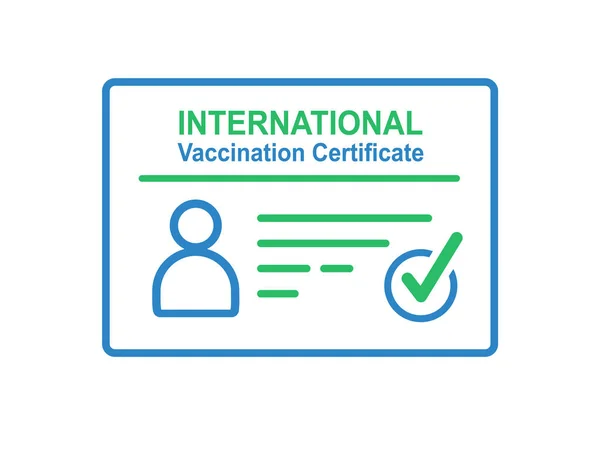 Διεθνές πιστοποιητικό εμβολιασμού κατά του ιού covid-19 με σήμα ελέγχου. — Διανυσματικό Αρχείο