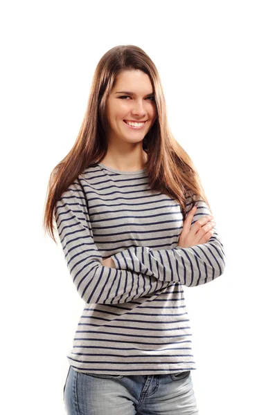 Cheerful teen girl isolated on white — Stock Photo, Image