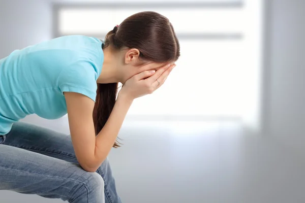 Depressão menina adolescente chorou — Fotografia de Stock