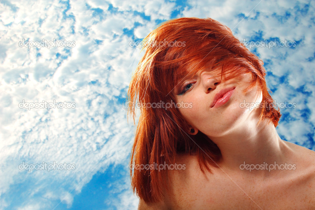 summer teen girl beautiful freckles redheaded