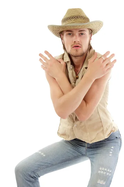 Mann trendy Cowboy gutaussehend — Stockfoto