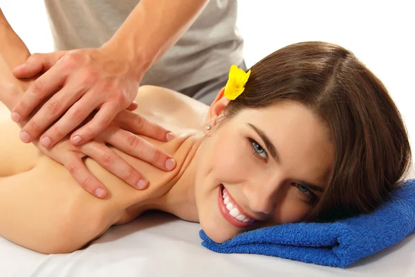 Massaggio donna giovane bella — Foto Stock
