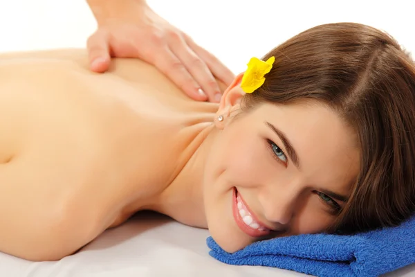 Massage woman young beautiful cheerful — Stock Photo, Image