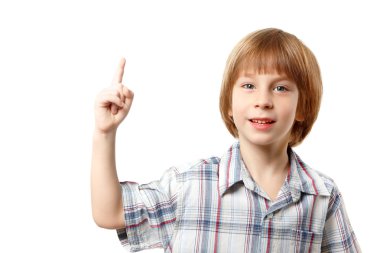 jongen heeft idee geïsoleerd op wit