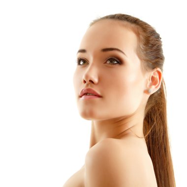 genç kız güzel neşeli zevk üzerinde beyaz izole