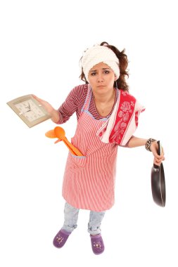 Woman tired housewife clipart