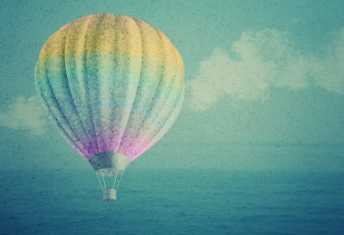 suluboya deniz manzara kağıt grunge arka plan üzerinde balon